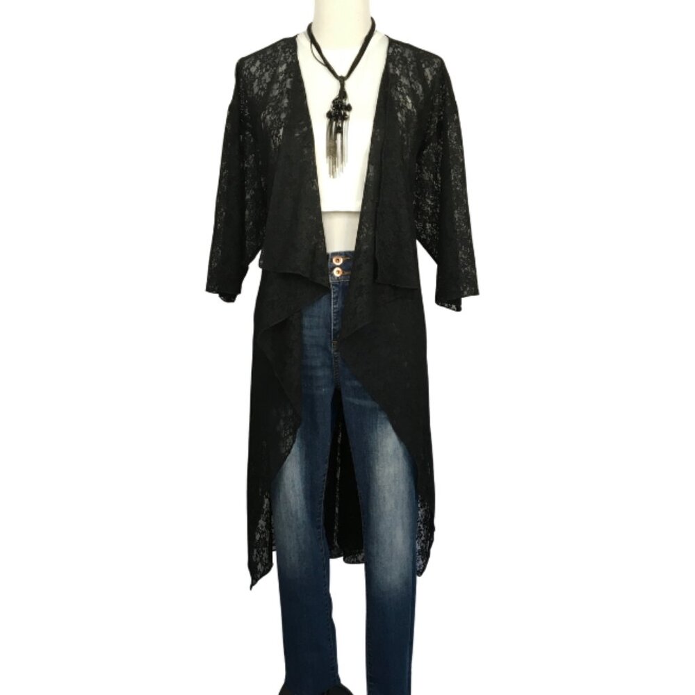 LuLaRoe Shirley Lace Kimono – Noir